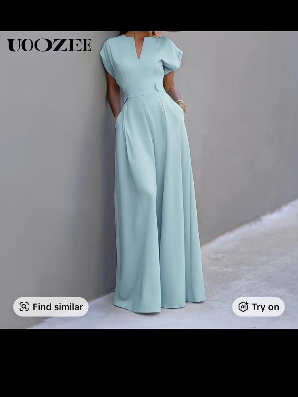 UOOZEE Light Blue Wide-Leg Jumpsuit